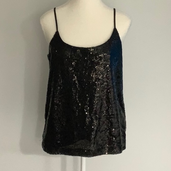 NWOT Joe Fresh Black Sequin Sleeveless Camisole - Size Small beautiful floral - Picture 1 of 6